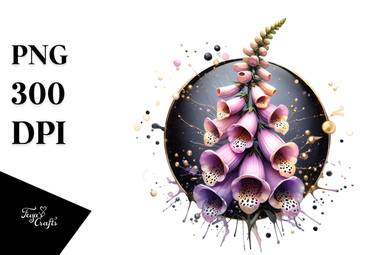 Glossy Foxglove with Golden Insertions PNG