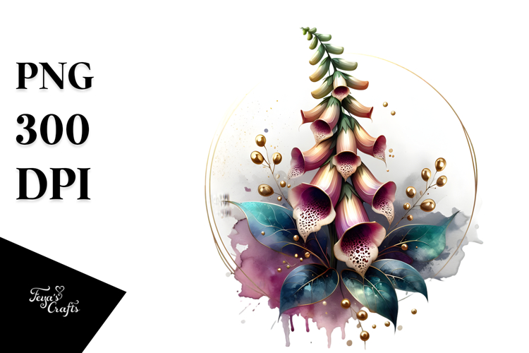 Glossy Foxglove with Golden Insertions PNG