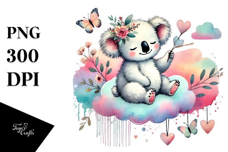Colorful Koala Cloud PNG