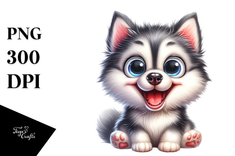 Crazy Looking Siberian Husky Watercolor Clipart