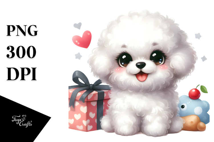 Happy Baby Bichon Frise Watercolor PNG
