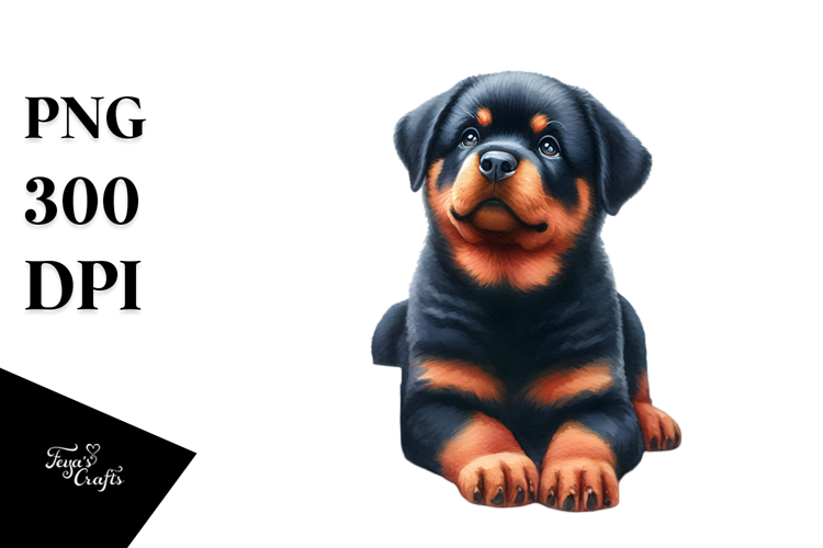 Colorful Rottweiler with Christmas Decor, High-Res PNG