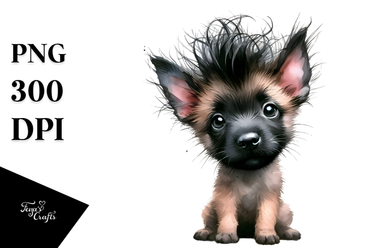 Cute Expressive Malinois, Watercolor PNG