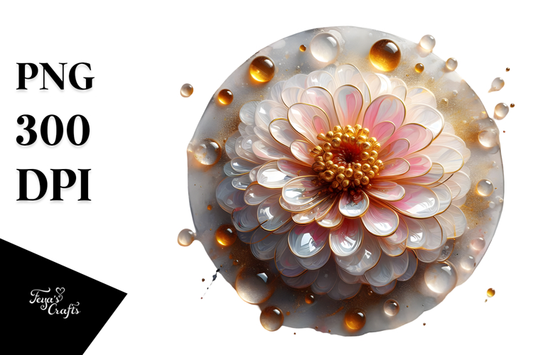 Glossy Zinnia with Golden Insertions PNG