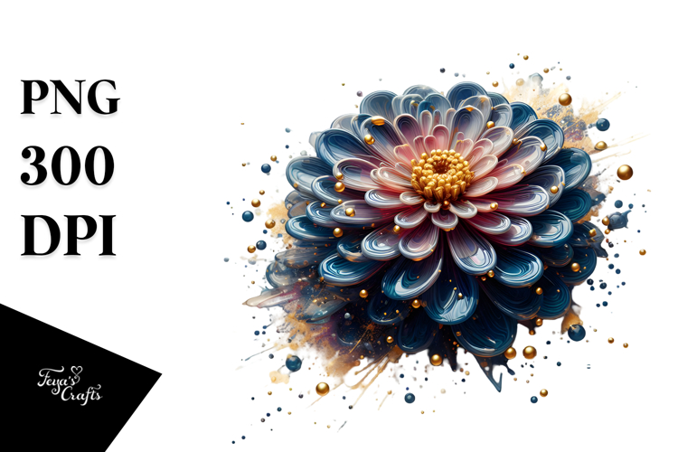 Glossy Zinnia with Golden Insertions PNG