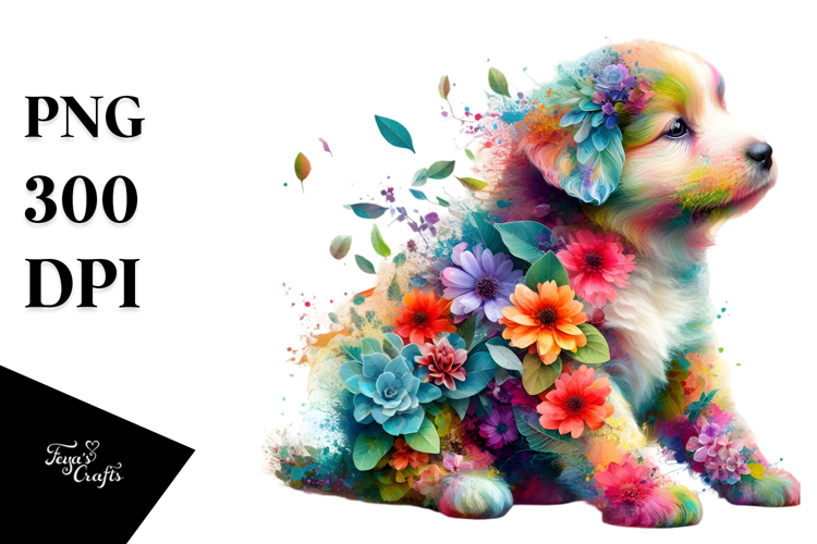 Vibrant Watercolor Puppy