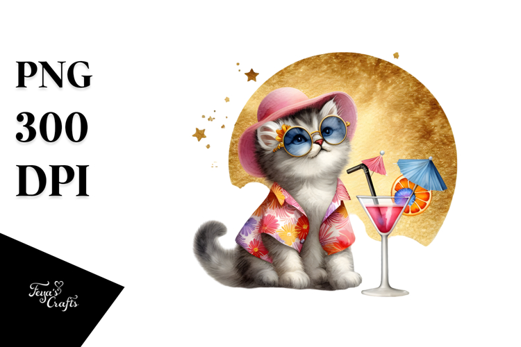 Funky Kitten in Beachwear PNG