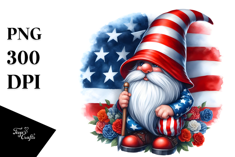 watercolor patriotic gnome