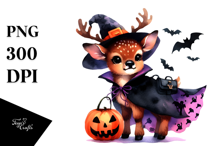 Cute Baby Elk Watercolor PNG example image 1