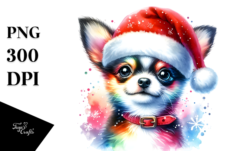 Vibrant Santa Hat Chihuahua PNG