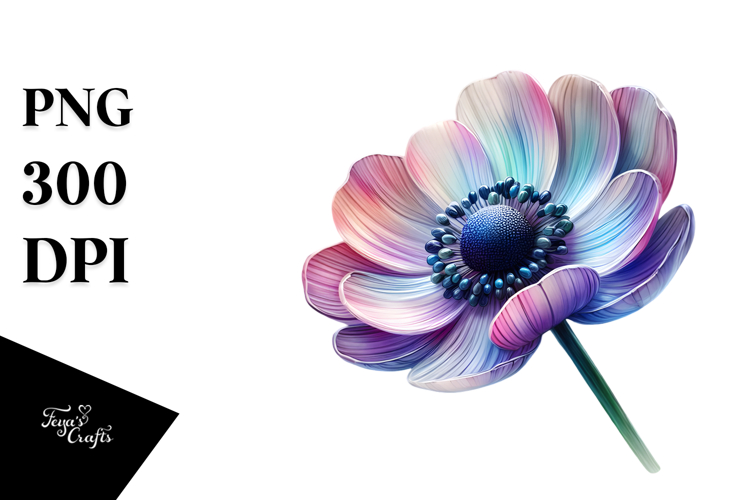 Anemone with Watercolor Splash, High-Quality PNG