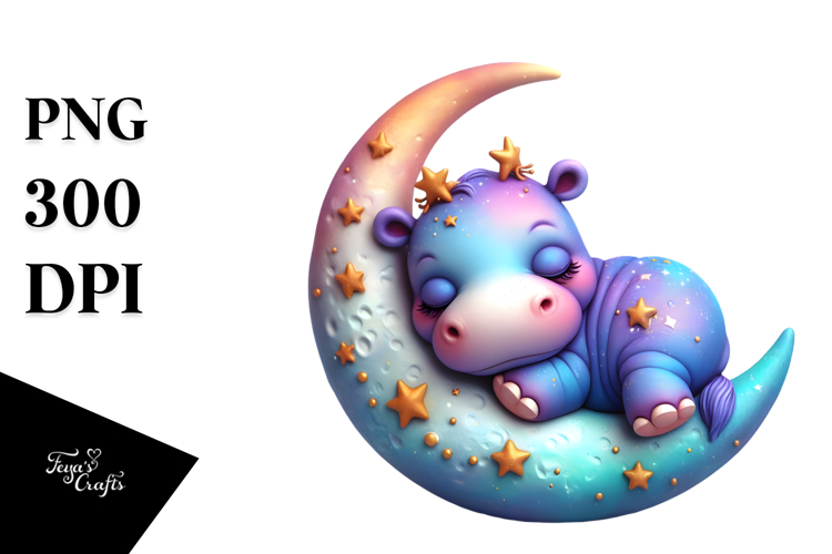 Sleeping Baby Hippo PNG