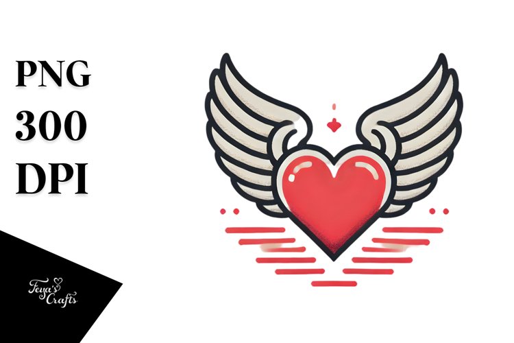 Retro Wings Heart PNG