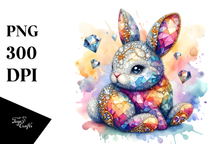 Colorful Bunny Made of Diamonds