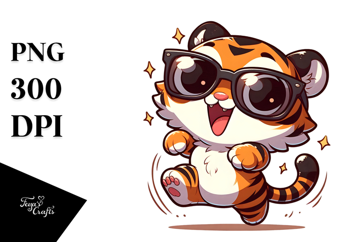 Goofy Tiger with Sunglasses, High-Res PNG example image 1