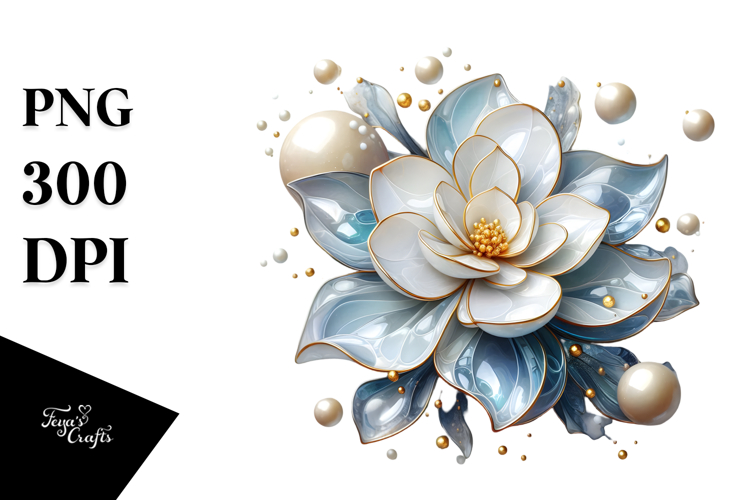 Glossy Gardenia with Golden Insertions PNG