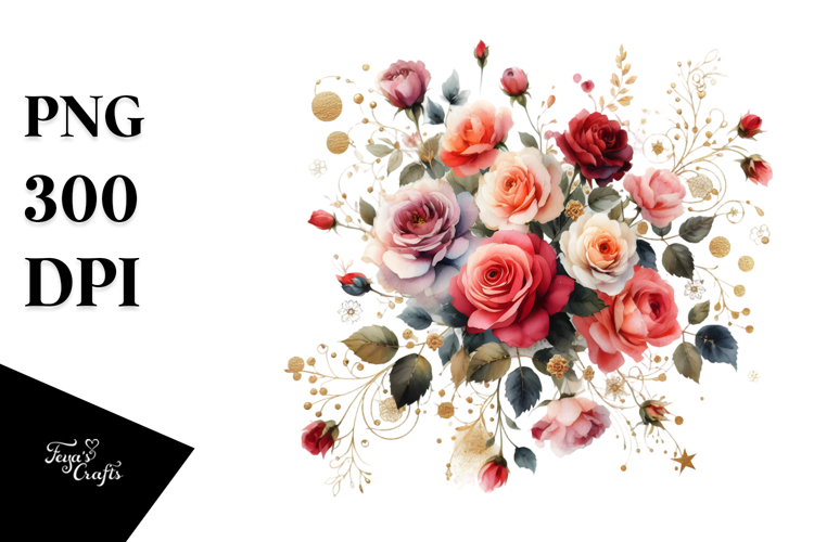 Colorful Red Roses PNG