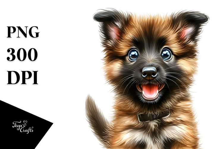 Baby Malinois with Flower PNG