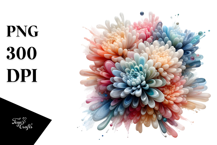 Colorfull Watercolor Chrysanthemum with Material PNG