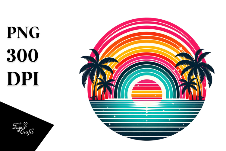 Retro Tropical Rainbow Sunset, 20 oz Tumbler