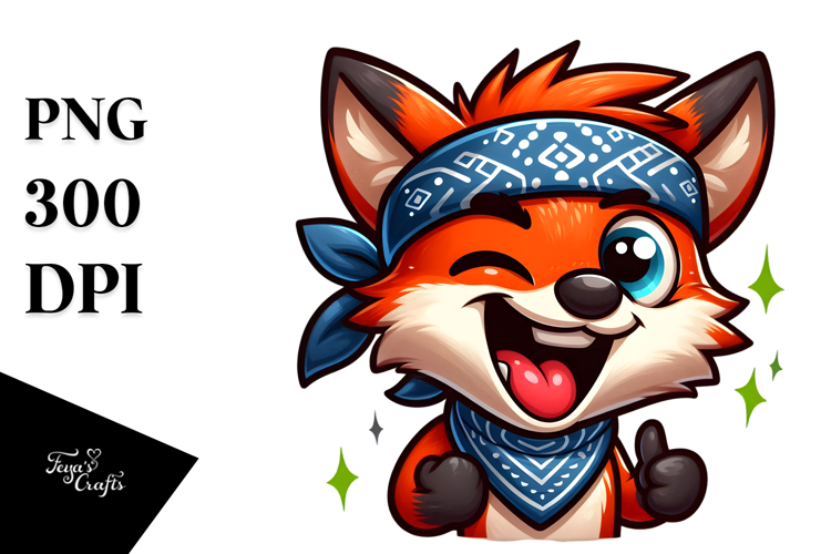 Goofy Cartoon Fox with Winking Eye PNG