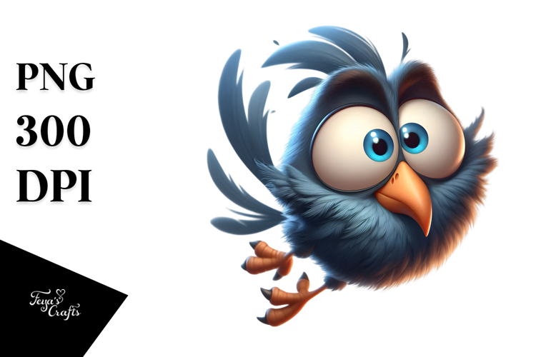 Goofy Cartoon Bird with Cross-Eyed Expression, High-Res PNG