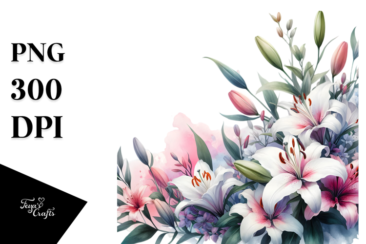 Vibrant Lily Frame PNG
