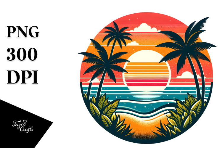 Tropical Beach Sunset, PNG