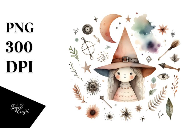 Washed Watercolor Funny Witch | Tshirt|Tumbler|Mug|Clipart