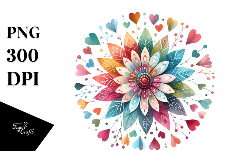 Simple Boho Heart Flower, PNG