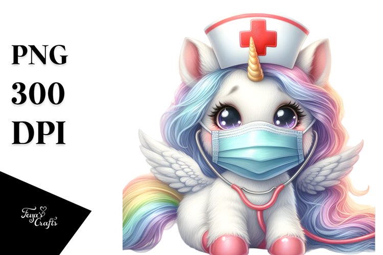 Baby Unicorn Nurse Mask Clipart