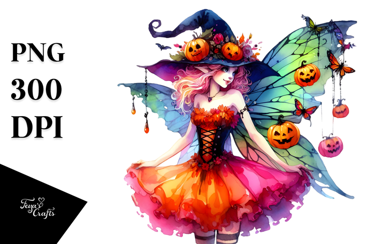 Watercolor Fairy for Halloween, Transparent PNG