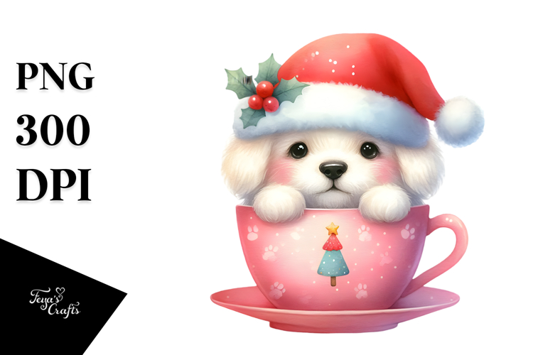 Pastel Cute Dog Santa Hat PNG