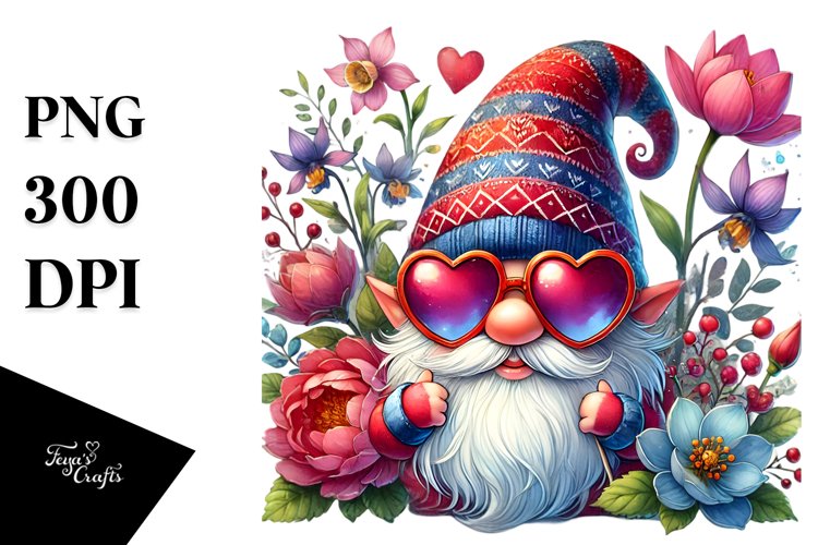 Valentines Gnome with Heart Sign, PNG