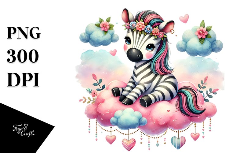 Boho Zebra on Cloud, PNG