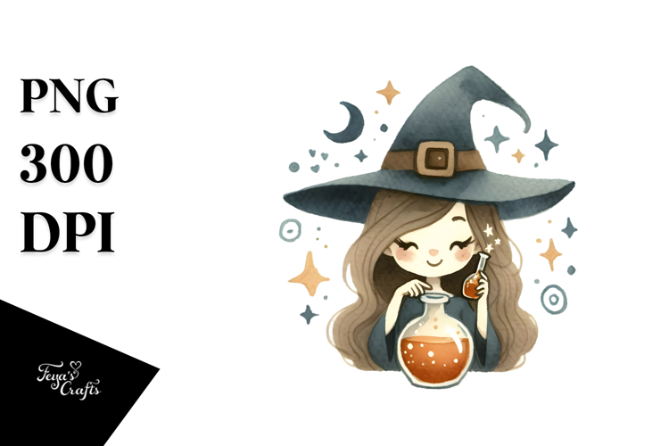 Retro Smiling Witch PNG