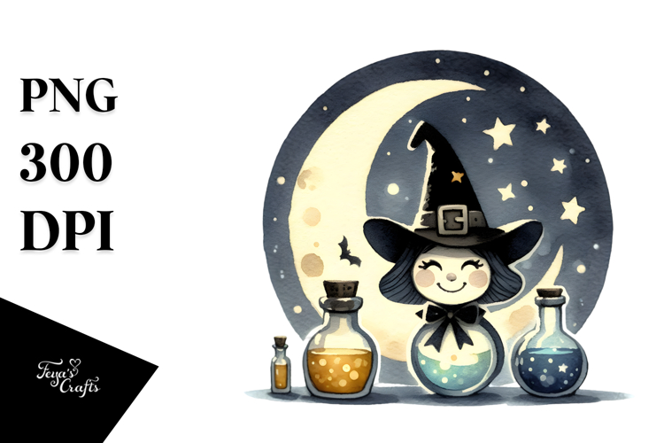 Retro Smiling Witch PNG