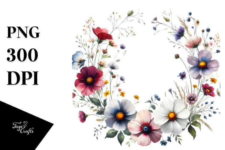 Centered Wild Flowers with Goofy Smile | Sublimation | example image 1