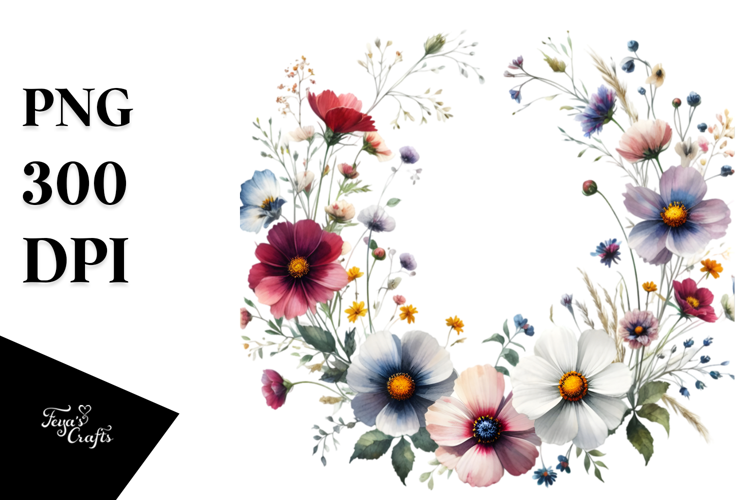Centered Wild Flowers with Goofy Smile | Sublimation |