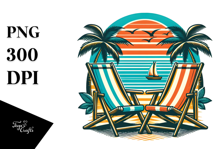 Retro Tropical Beach Chairs PNG