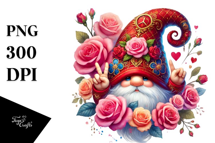 Colorful Valentine Gnome PNG