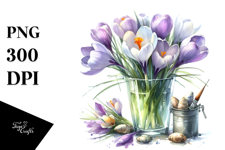 Watercolor with Large Crocus