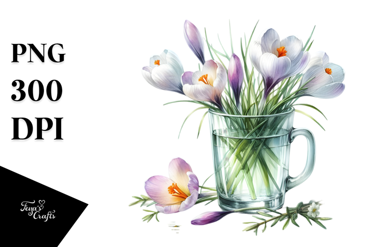Watercolor with Large Crocus