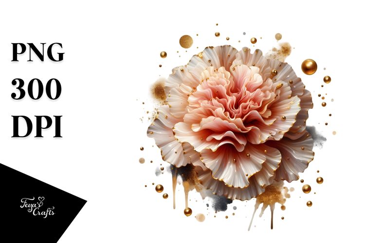 Glossy Carnation with Golden Insertions PNG