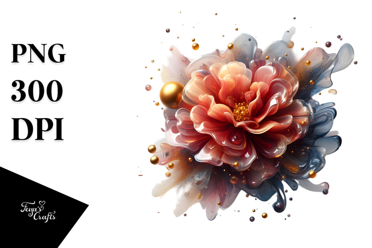 Glossy Carnation with Golden Insertions PNG