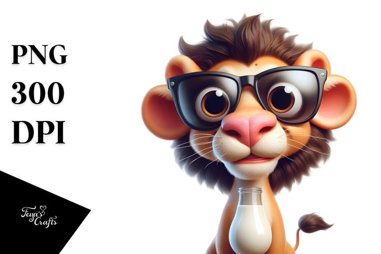 Ridiculously Cute Cartoon Lion with Oversized Sunglasses,