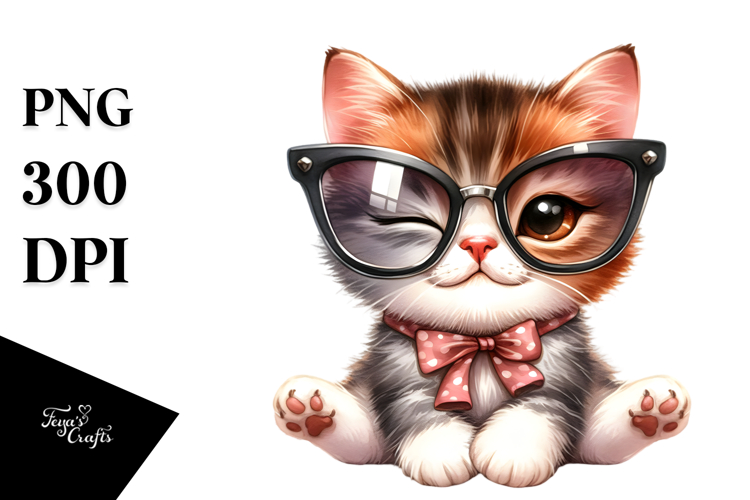 Cute Cat with Oversized Sunglasses PNG