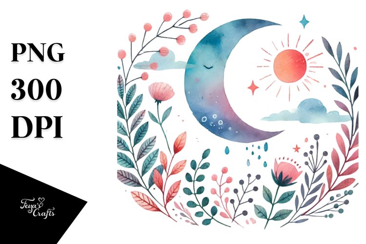 Colorful Whimsical Moon PNG