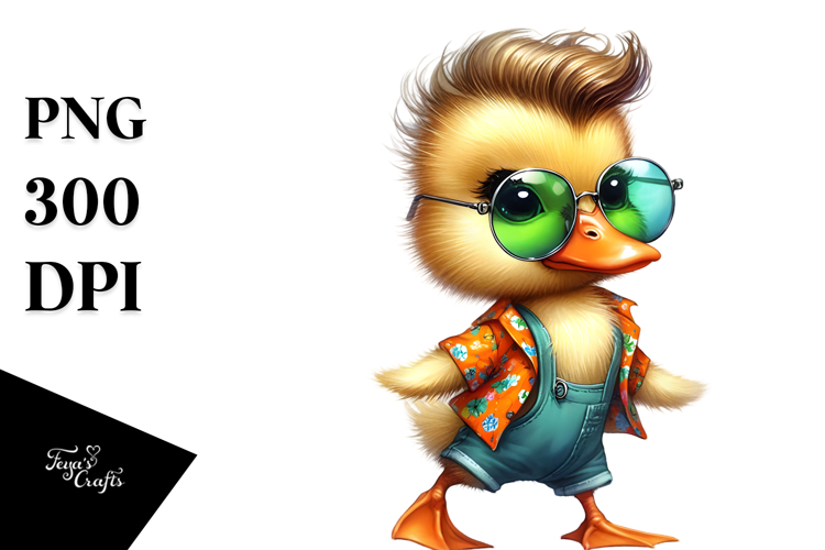 Dancing Baby Duck with Cool Haircut PNG