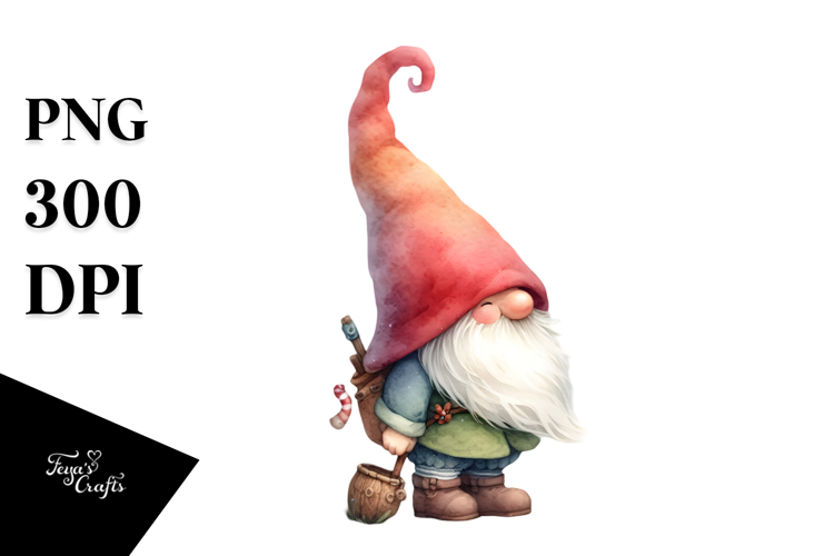 Whimsical Gnome Washing Watercolor PNG